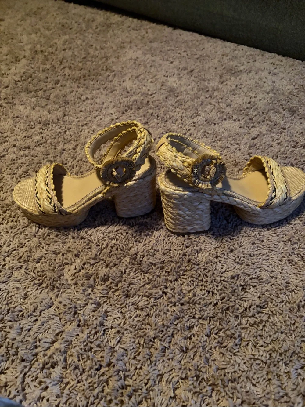 Sam Edelman Iliana Braided Espadrille platform Sandals Natural Multicolor sz 7.5